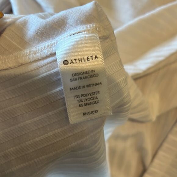 Athleta striped, white, long-sleeved, turtleneck top, L! - Picture 8 of 9